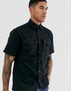 Jack & Jones Core Utility Pocket Short Sleeve Shirt In Black - Black