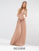 Tfnc Wedding Pleated Wrap Maxi Dress - Taupe