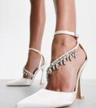 Be Mine Wide Fit Bridal Isadora Heeled Shoes With Embellished Detail In White