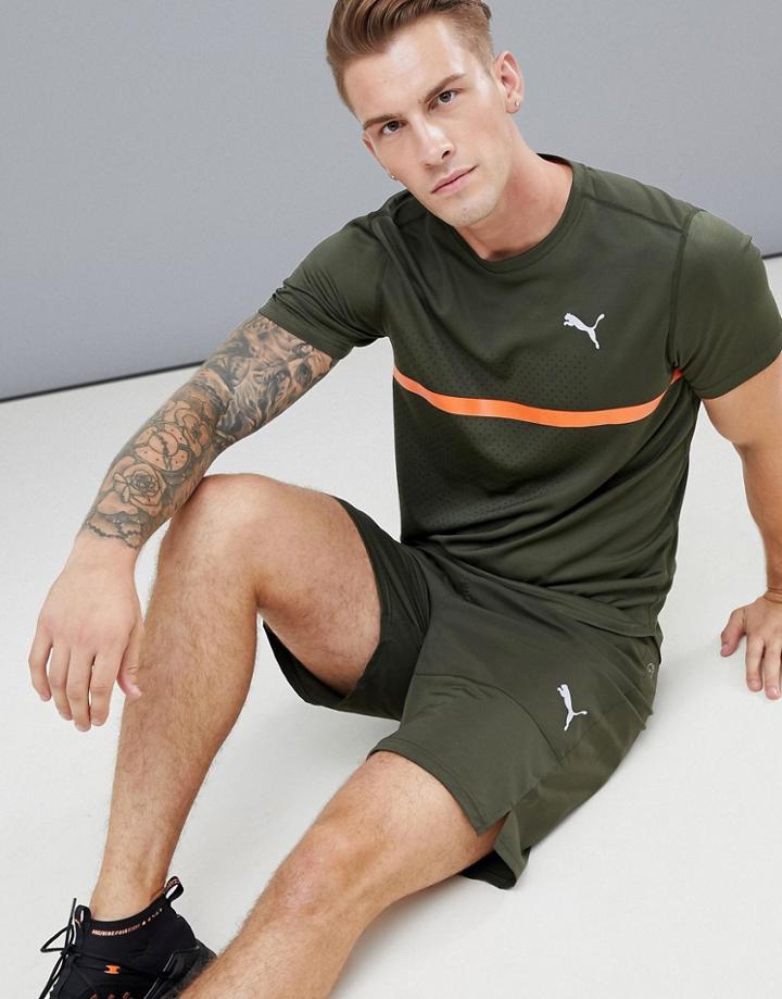 Puma Running Graphic T-shirt In Khaki 516944-05 - Green