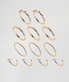 Asos Pack Of 12 Ball And Faceted Rings - Gold