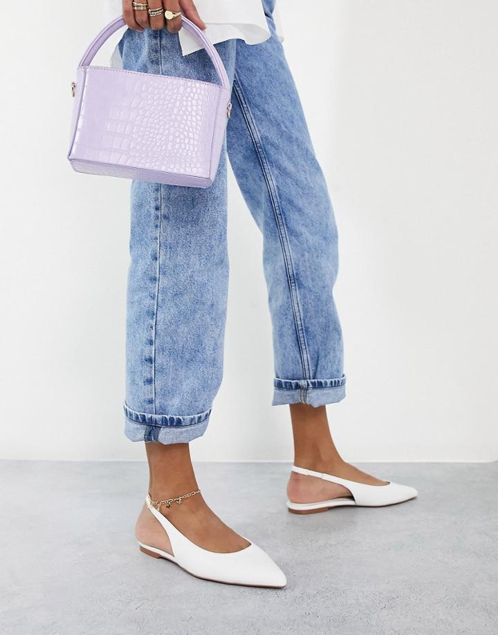 Asos Design Lala Pointed Slingback Flats In White