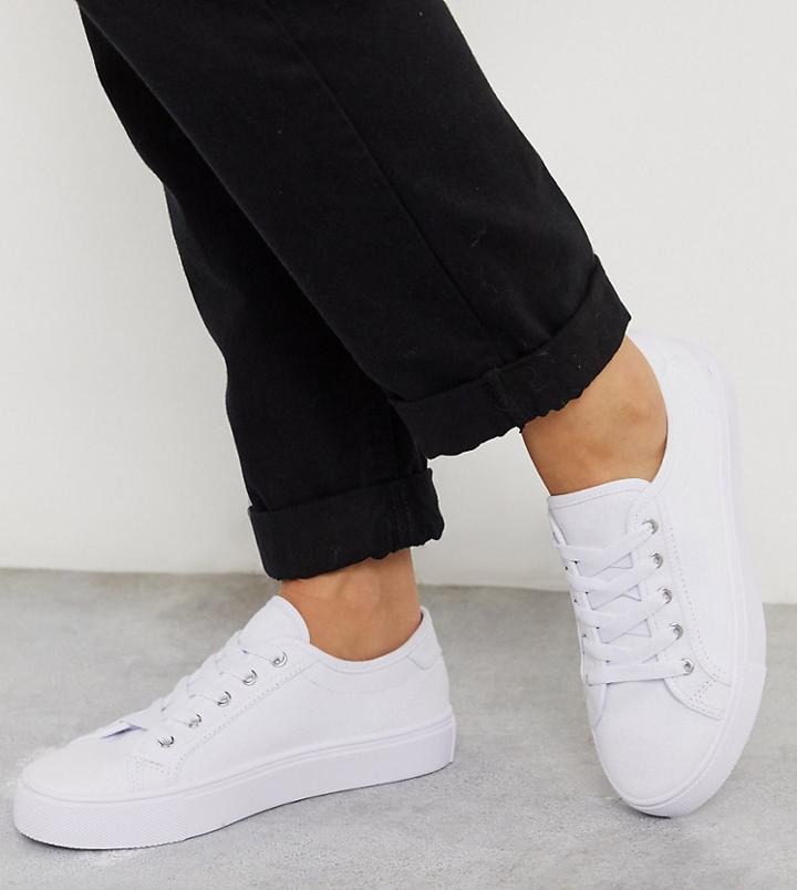 Asos Design Wide Fit Dizzy Lace Up Sneakers In White