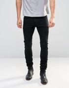 Asos Super Skinny Stacker Jeans In Black - Black