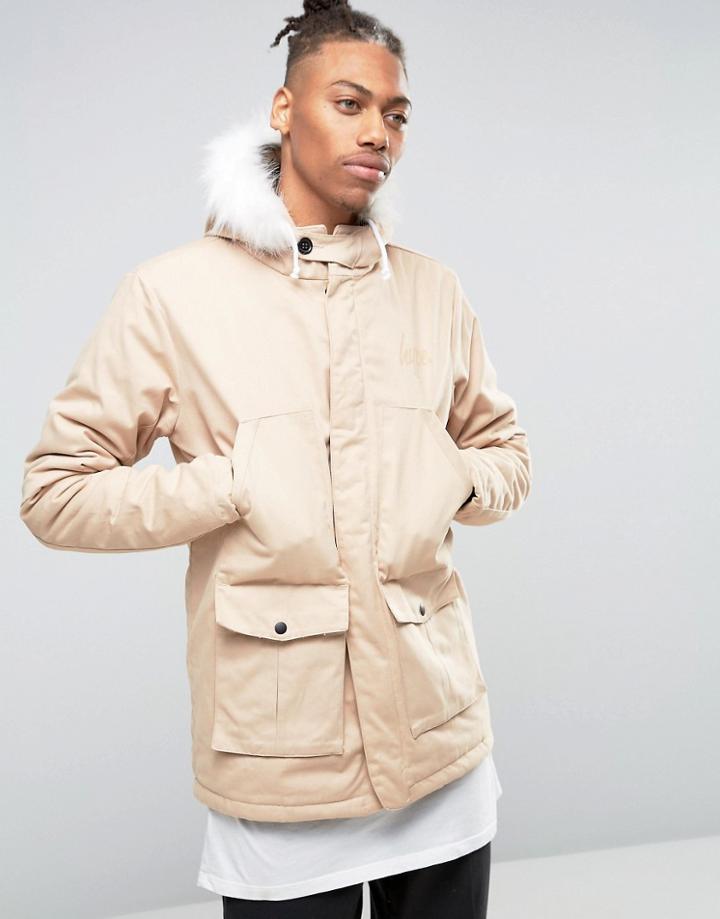 Hype Parka With Faux Fur Hood - Beige