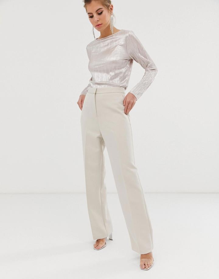 Asos Design Slim Wide Suit Pants-stone