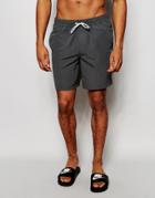 Asos Mid Length Swim Shorts In Dark Gray - Gray