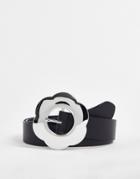 Monki Flower Buckle Belt In Black