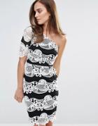 Little Mistress Monochrome Color Block Lace Dress - Multi