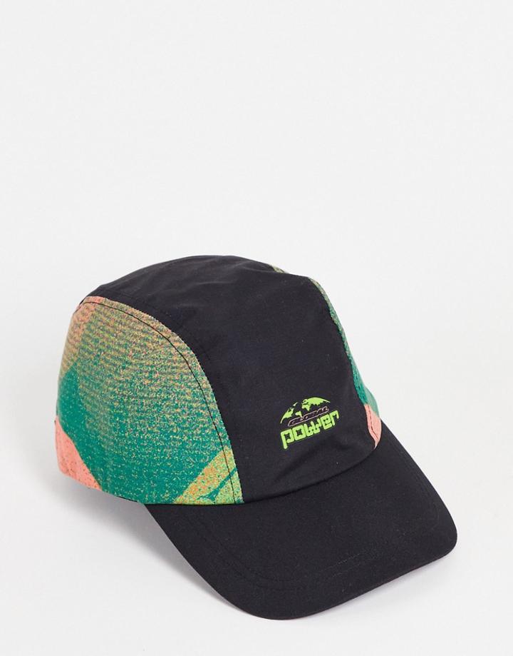 Asos Design 5 Panel Nylon Cap With Multicolor Panels In Black - Part Of A Set