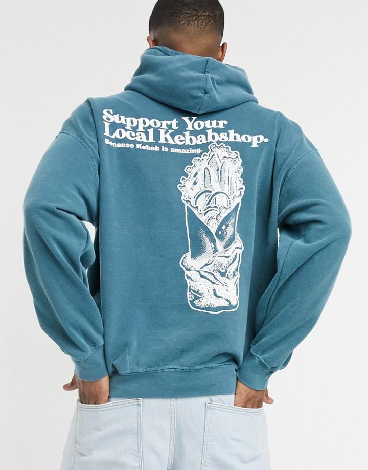 Vintage Supply Kebab Nation Washed Hoodie In Blue-blues