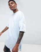 Asos Extreme Oversized T-shirt With Half Sleeve In Blue - Blue