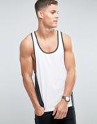 Asos Tank With Extreme Racer Back And Contrast Panels - White