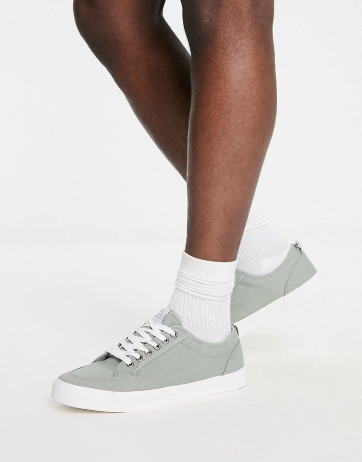 River Island Canvas Sneaker In Sage Green
