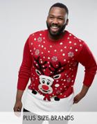 Duke Plus Holidays Musical Sweater With Rudolph Light Up Nose In Red -