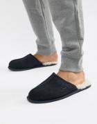 Ugg Scuff Slippers In Navy Suede - Navy