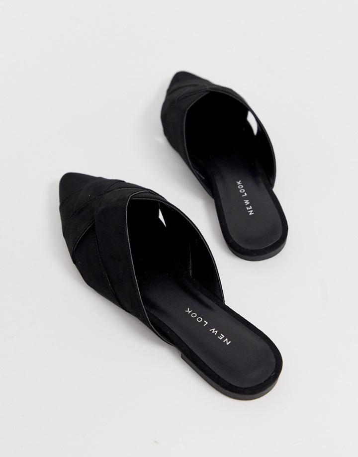 New Look Cross Strap Mule In Black - Black