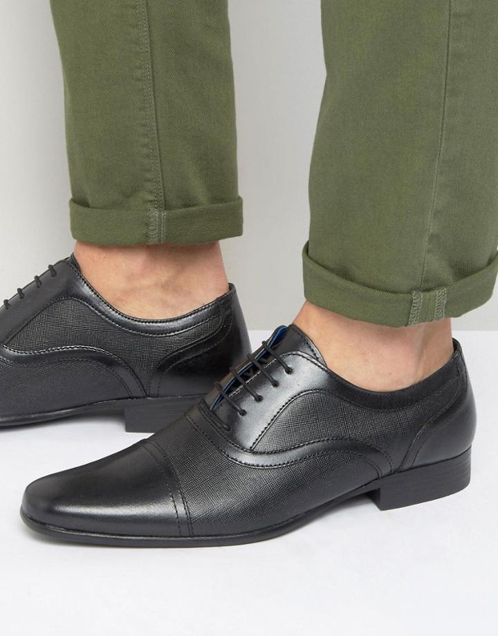 Red Tape Etched Lace Up Smart Shoes - Black