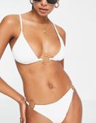 4th & Reckless Kelly Bikini Top With Ring Detail In White Rib