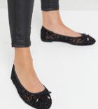 Simply Be Wide Fit Ballerina With Mesh Detail In Leopard Print-black