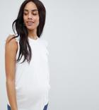 Asos Design Maternity Sleeveless Top With Ruffle - White