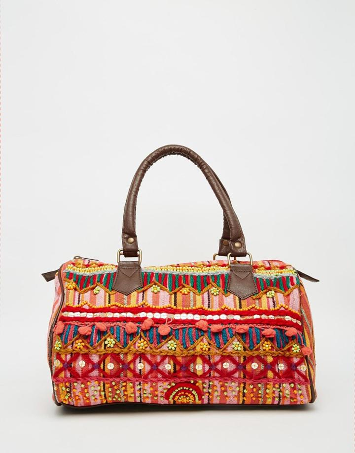 Raga Embroidered Barrel Bag - Multi