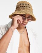Svnx Retro Resort Straw Bucket Hat In Beige-neutral