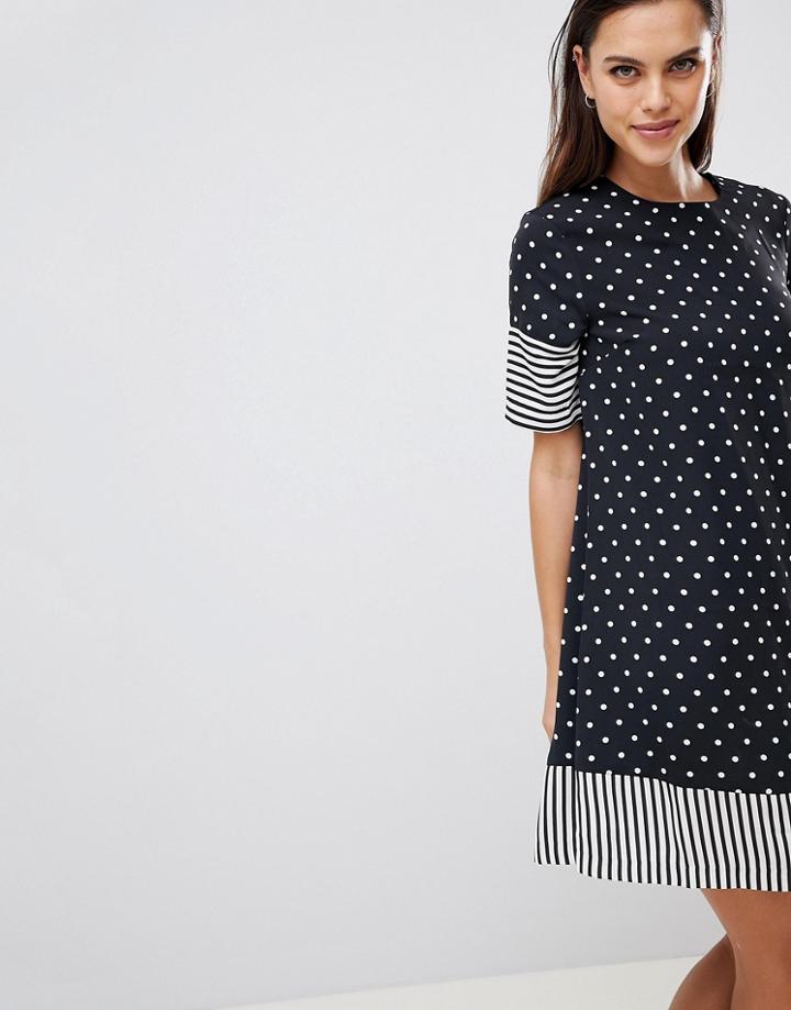 Y.a.s Spot And Stripe Shift Dress - Multi