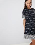 Y.a.s Spot And Stripe Shift Dress - Multi