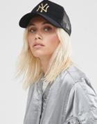 New Era Nubuck Trucker Cap With Gold Ny - Black