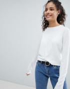 Bershka Cropped Knitted Light Weight Sweater - White