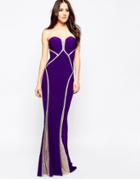 Forever Unique Bianca Sweetheart Maxi Dress With Sheer Embellished Panels - Purple