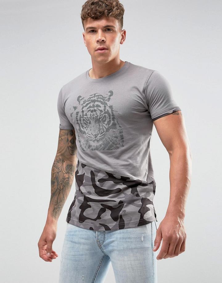 Juice Tiger Camo Panel T-shirt - Black