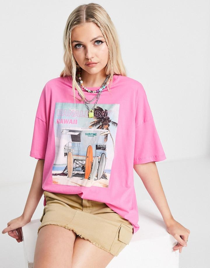 Noisy May Motif T-shirt In Pink
