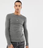 Heart & Dagger Muscle Fit Sweater With Logo In Charcoal - Gray