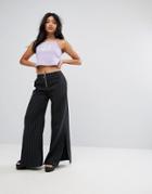 The Ragged Priest Split Front Pant In Pinstripe - Black