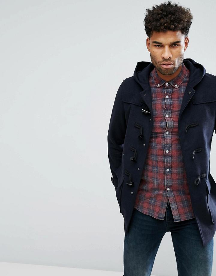 Stanley Adams Wool Mix Duffle Coat - Navy