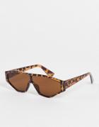 Topshop Visor Sunglasses In Tort-brown