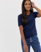Brave Soul Valerie Rib T-shirt - Blue