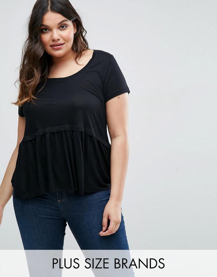 Brave Soul Plus Peplum Top - Black