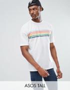 Asos Tall Oversized T-shirt With Chest Rainbow Stripe - White