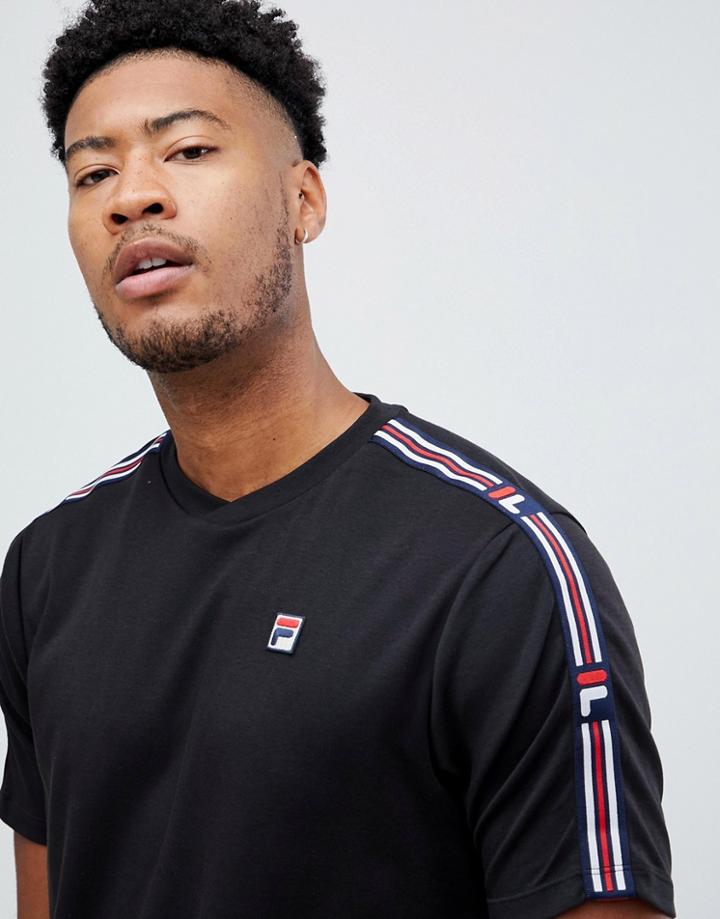 Fila White Line Heath T-shirt With Taping In Black - Black