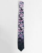 Twisted Tailor Velvet Tie With Floral Fade Print In Black