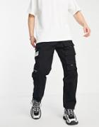 Sixth June Straight Leg Cargo Pants In Black