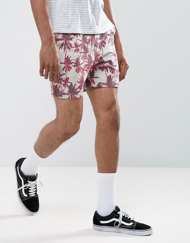 Asos Jersey Short In Palm Print - Gray