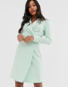 Unique21 Blazer Dress With Tie Waist-green