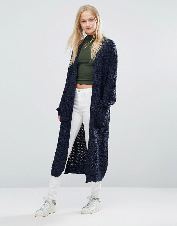 Qed London 3/4 Sleeve Longline Cardigan - Black