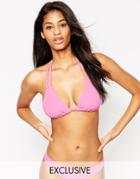 Asos Fuller Bust Exclusive Soft Triangle Bikini Top D-f - Hollywood Pink