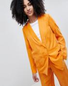 Gestuz Orange Blazer With Feather Pattern - Orange