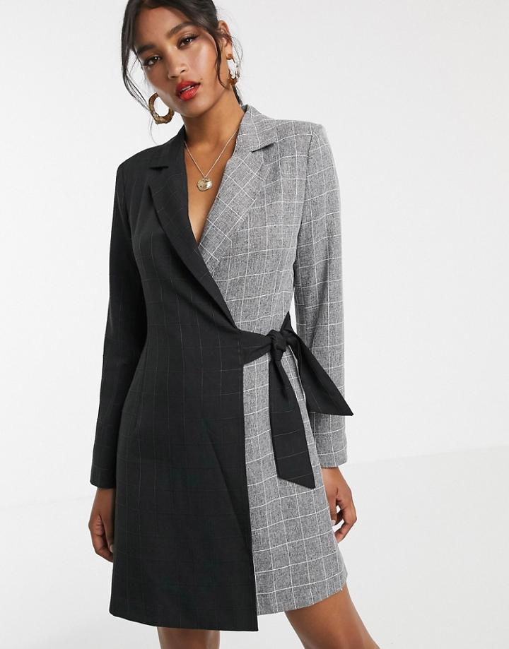 Unique21 Contrast Wrap Blazer Dress-multi